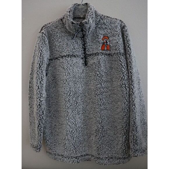 Boxercraft Women's Sz M Gray OSU Cowboys Sherpa Fleece 1/4 Zip Pullover $65 - Picture 1 of 5